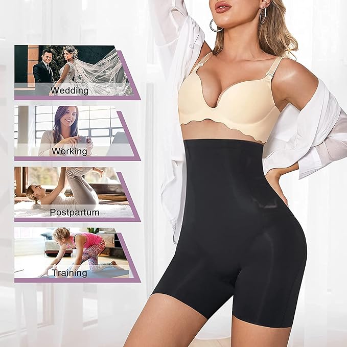 Women's High Waist Shapewear with Anti Rolling Strip Tummy Control Tucker Waist Slimming Panties Women Shapewear