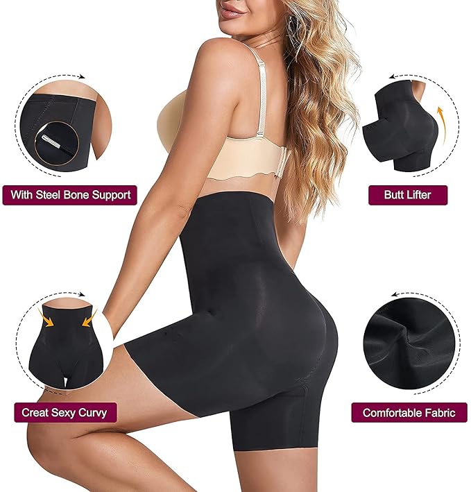 Women's High Waist Shapewear with Anti Rolling Strip Tummy Control Tucker Waist Slimming Panties Women Shapewear